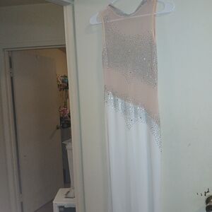 Weddin Dress Elegant Sleeveless White and Pink Dress